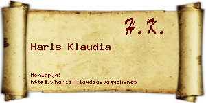Haris Klaudia névjegykártya